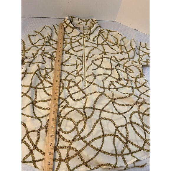 MK Michael Michael Kors Shirt Large Gold Zipper Rope Pattern (minor pen marks) - Picture 8 of 10